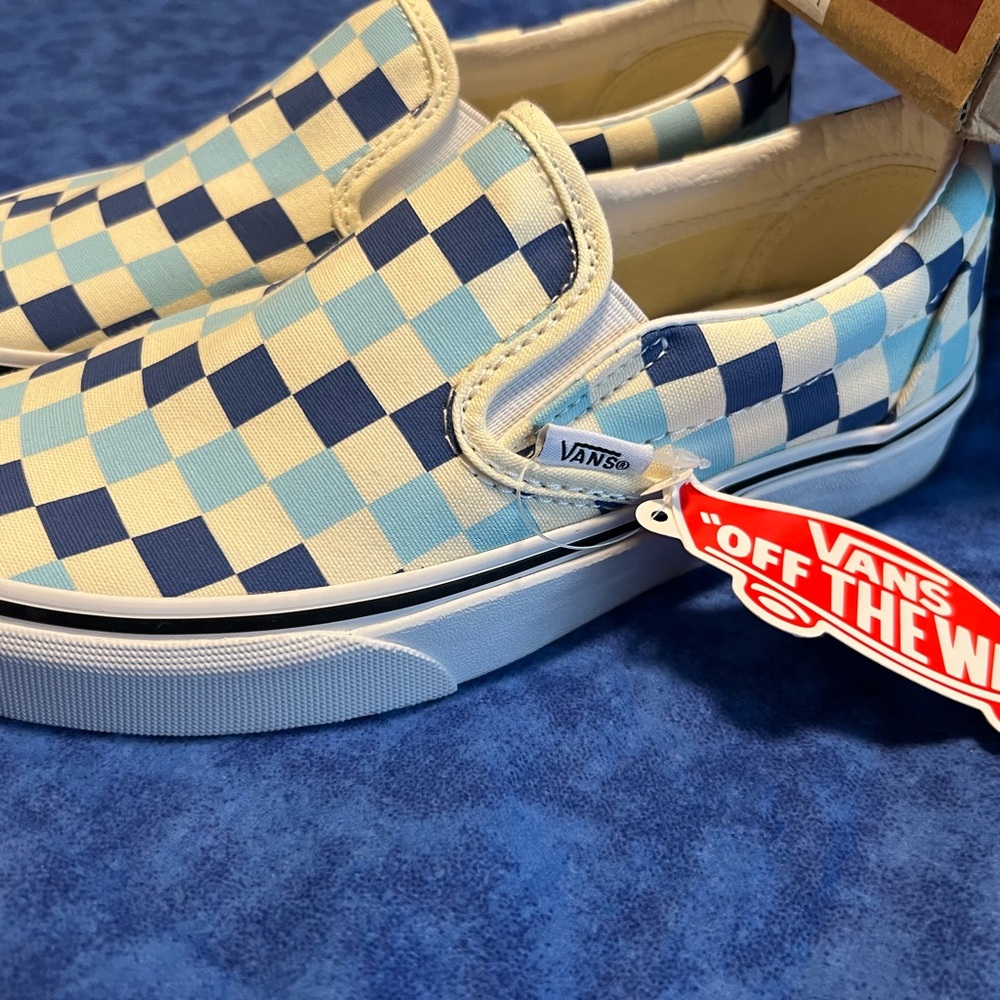 Vans Blue Topaz Classic Checkerboard Slip-Ons